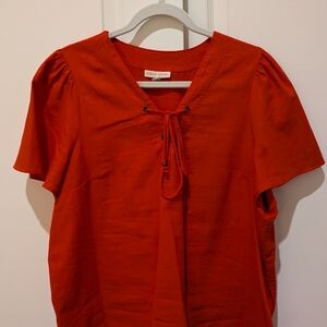 Knox Rose Women's Vibrant Red Lace-Up Top